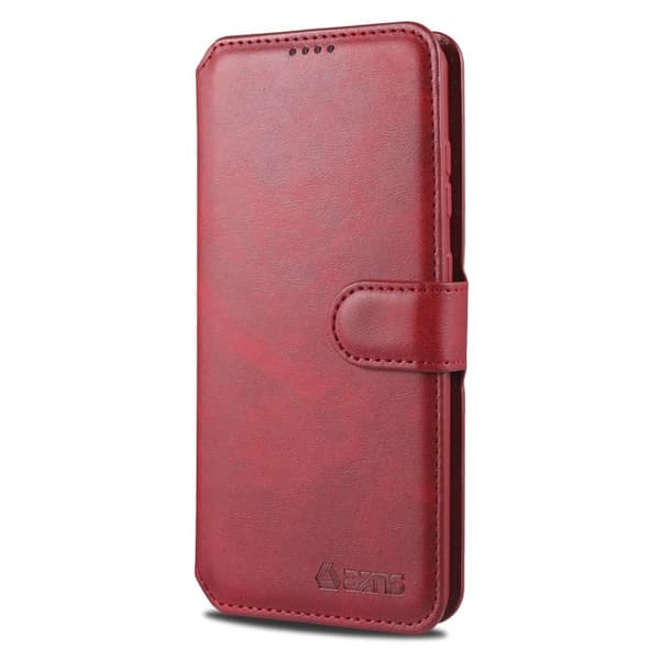 AZNS Leather Stand Konstläder Plånboksfodral för Samsung Galaxy S20 FE - Röd