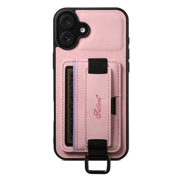 SUTENI Mobilskal till iPhone 16 Litchi Texture - Rosa Rosa