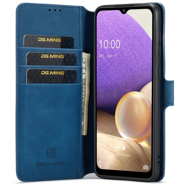 DG.MING Samsung Galaxy A33 5G Konstläder Plånboksfodral Retro Blå