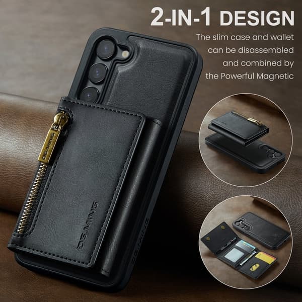 DG.MING Samsung Galaxy S23 Konstläder Plånboksfodral Svart