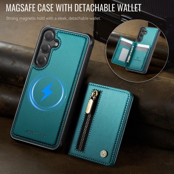 JEEHOOD Plånboksfodral för Samsung Galaxy S26 Plus Magnetiskt Konstläder - Blå