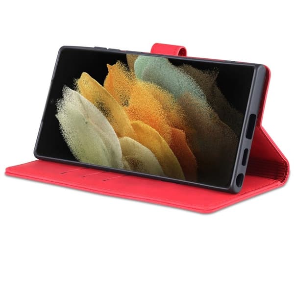 AZNS Samsung Galaxy S24 Ultra Plånboksfodral Konstläder - Röd