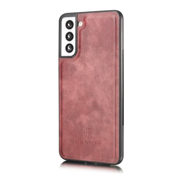 DG.MING Samsung Galaxy S21+ 5G Plånboksfodral Äkta Läder 2-i-1 Röd
