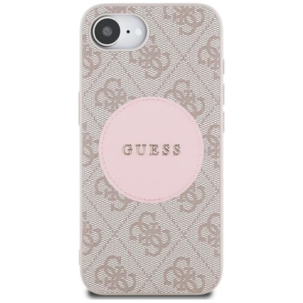 Guess telefontaske til iPhone 16e MagSafe 4G Circle Classic Logo Rosa