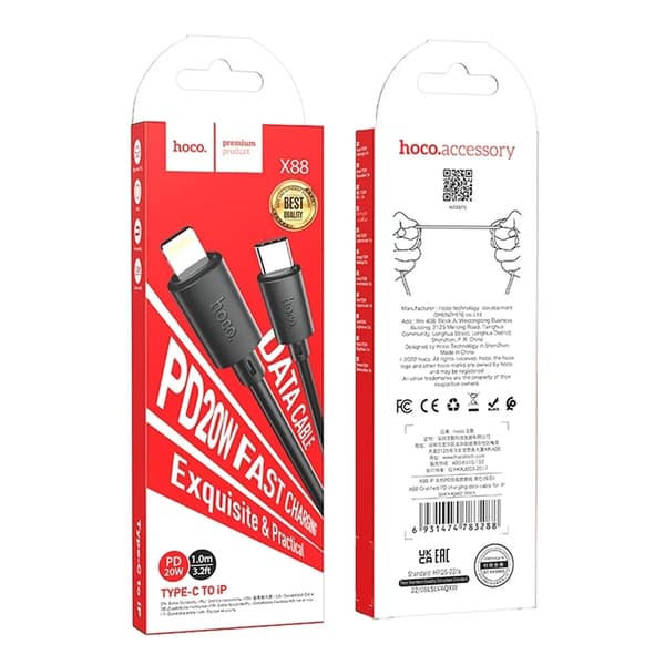 Hoco USB-C Till Lightning Kabel 1m - Svart Svart