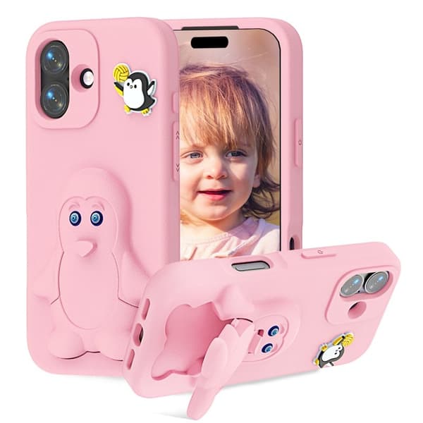 Penguin Mobilskal till iPhone 17 Kickstand Stöttålig EVA - Rosa