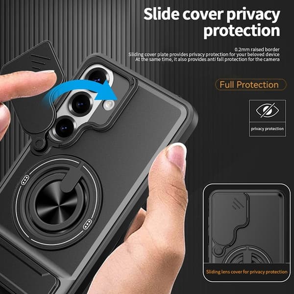 Mobilskal till Galaxy S26/S26 Pro med Camera Lens Slider Ringhållare - Silver Silver
