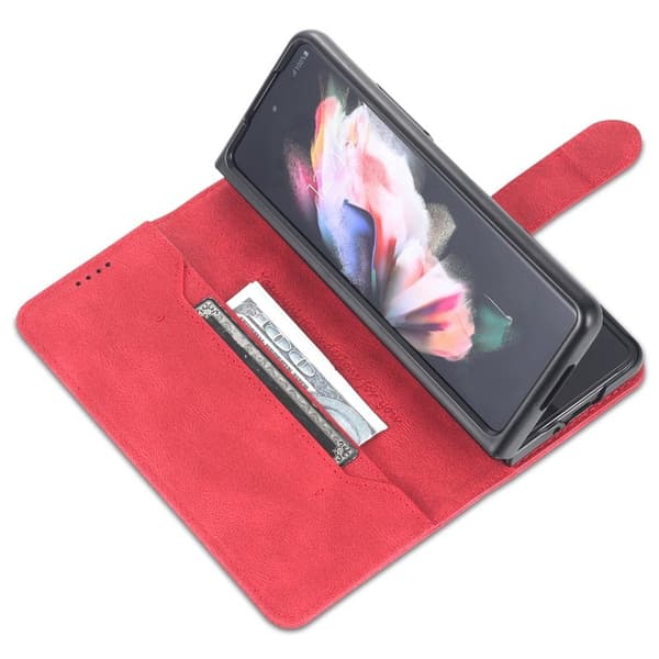 AZNS Samsung Galaxy Z Fold5 Plånboksfodral Konstläder - Röd