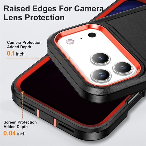 Mobilskal till iPhone 17 Pro Max Kickstand Silikon - Svart/Orange Svart
