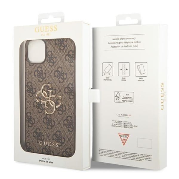 GUESS iPhone 14 Skal Big Metall Logo - Brun