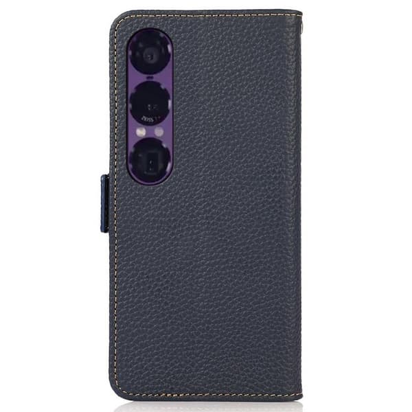 KHAZNEH Sony Xperia 1 VII Plånboksfodral RFID Äkta läder - Blå Blå