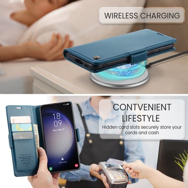 CASEME Plånboksfodral Konstläder för Samsung Galaxy S24+ - Blå