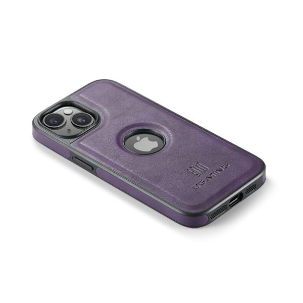 DG.MING Mobilskal till iPhone 14 Scratch-Proof Läderfoder - Lila