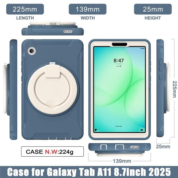 Mobilskal till Galaxy Tab A11 Rotary Kickstand Handle - Cornflower Blå Blå