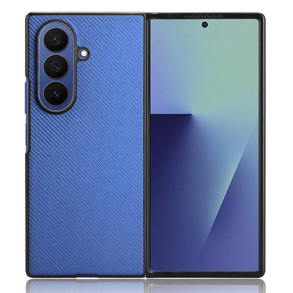 Mobilskal till Galaxy Z Fold7 Shockproof Carbon Fiber - Blå Blå