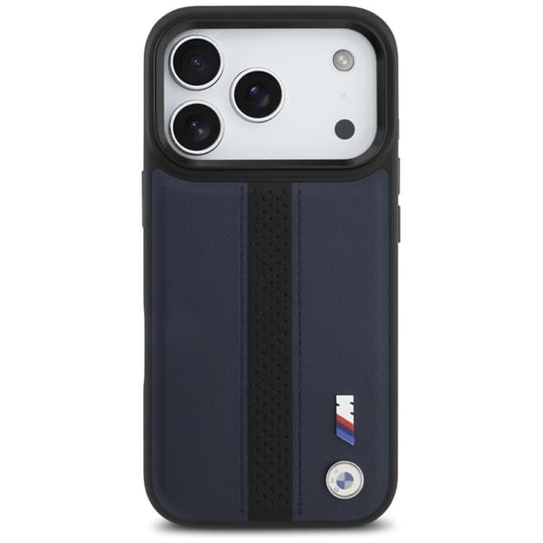 BMW telefontaske til iPhone 17 Pro MagSafe M perforeret stribe logo - Navy Blå