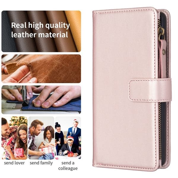 iPhone 15 Pro Max Plånboksfodral Zipper Flip - Rosa Guld Roséguld