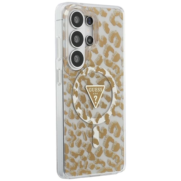Guess Mobilskal För Galaxy S26 Ultra MagSafe IML Leopard Print Triangle Brun