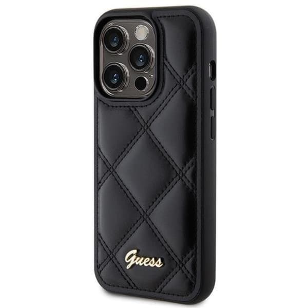 Guess iPhone 15 Pro Max -puhelinkuori Quilted Metal Logo - Musta Black