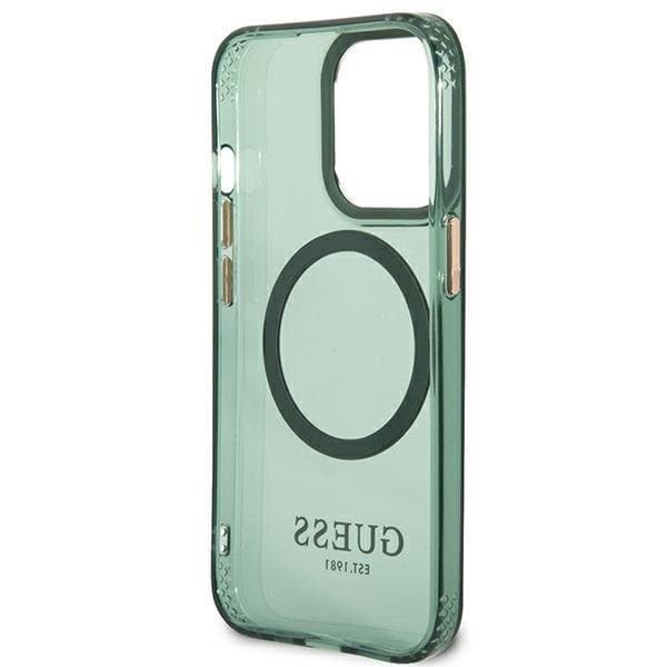 Guess iPhone 13 Pro Skal MagSafe Gold Outline Translucent - Khaki Grön