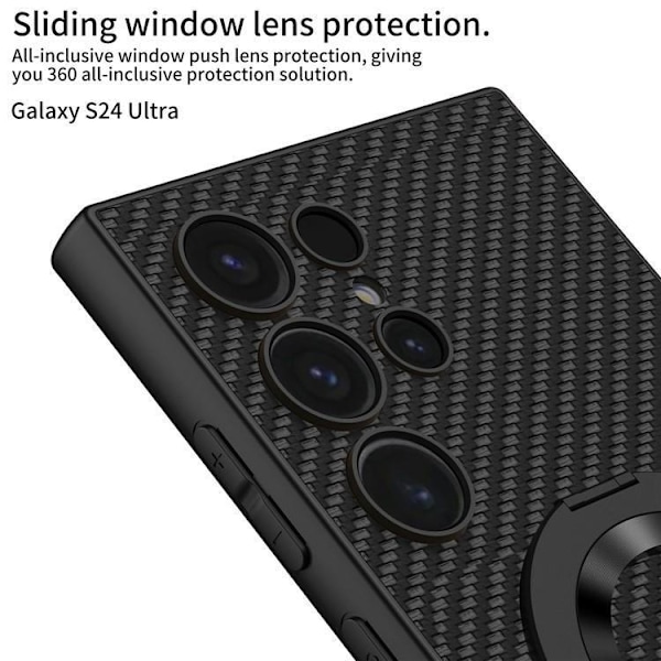 GKK Galaxy S24 Ultra Mobilskal Ringhållare KickStand - Svart Svart