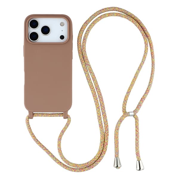 Mobilskal till iPhone 17 Pro TPU Shockproof med Lanyard - Brun Brun