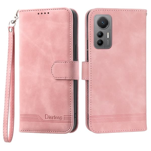 DIERFENG DF-03 Plånboksfodral för Xiaomi 12 Lite 5G Konstläder - Rosa