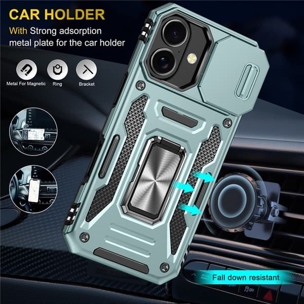 Mobilskal till iPhone 17 Kickstand Lens Lid - Grön Grön