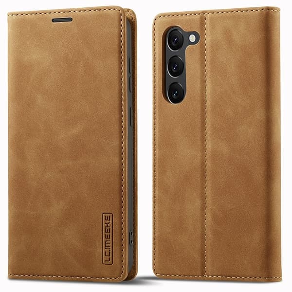 LC.IMEEKE Samsung Galaxy S23 Plånboksfodral Konstläder - Brun