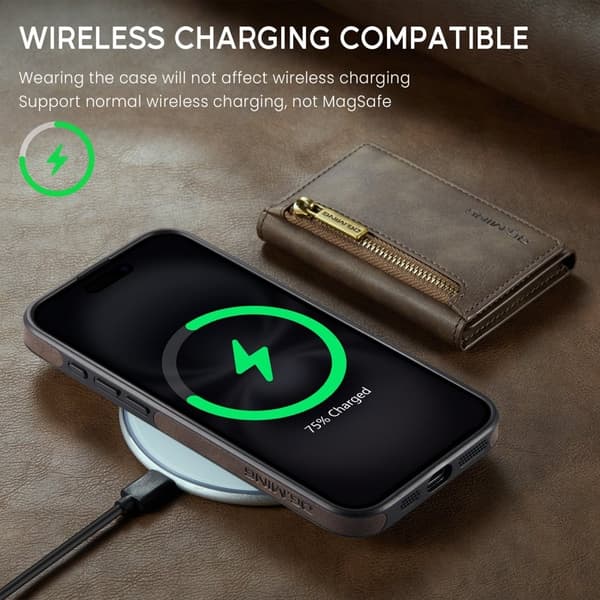 DG.MING M5 Series Mobilskal till iPhone 16 Magnetiskt Konstläder Brun