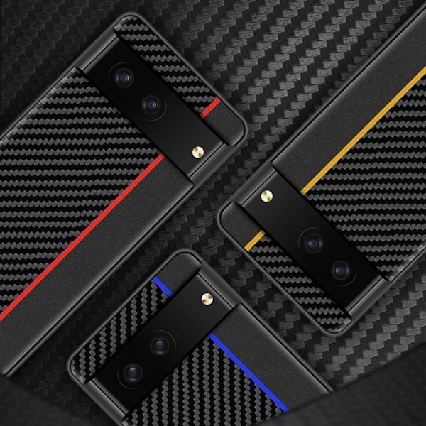 Google Pixel 7 Skal Carbon Fiber PU-Läder - Svart/Röd Svart