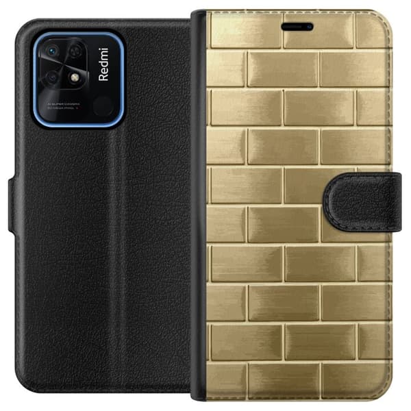 Plånboksfodral till Xiaomi Redmi 10C med Gyllene Murstenar