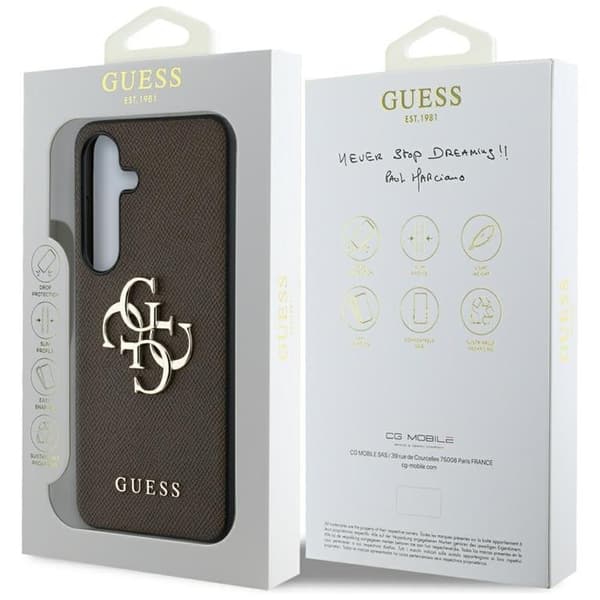 Guess Mobilskal till Galaxy S25 Plus Grained Big 4G Logo Small Classic - Brun