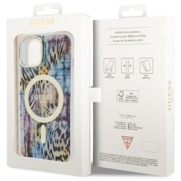Guess iPhone 14 Mobilskal MagSafe Leopard - Blå Blå