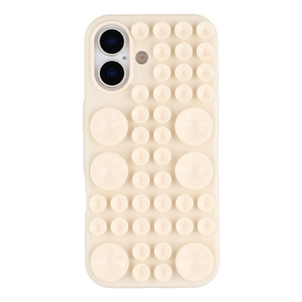 Mobilskal till iPhone 17 Sugkopp Silikon med Tygfoder Beige