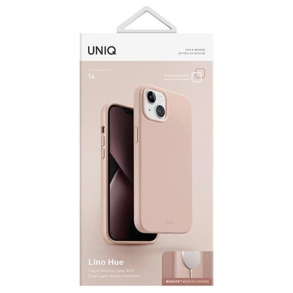 Uniq iPhone 14 Mobiskal Magsafe Lino Hue - Rosa