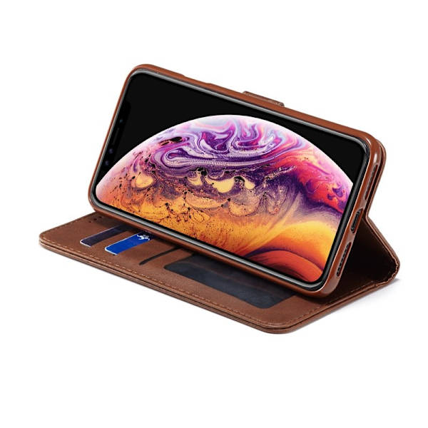 LC.IMEEKE iPhone XR Plånboksfodral i Konstläder - Brun