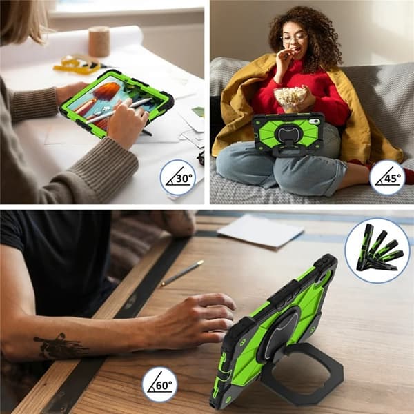 Lenovo M11/Idea Tab Mobilskal Silikon Handtag Kickstand Grön