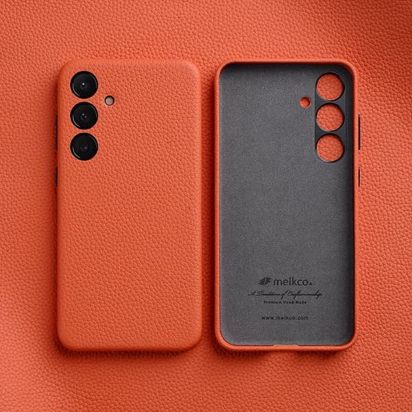 MELKCO Mobilskal till Samsung Galaxy S24 Äkta Läder + PC - Orange