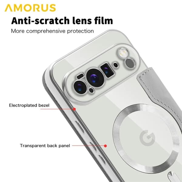 AMORUS Google Pixel 10 Pro XL Plånboksfodral Magsafe RFID-Skydd - Titangrå Grå