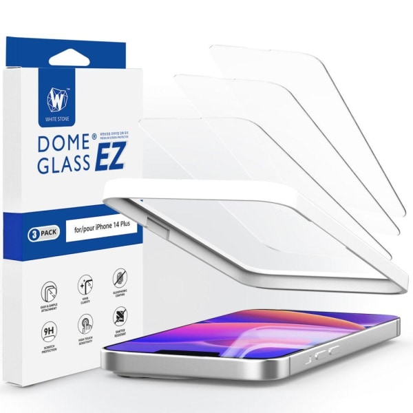 Whitestone iPhone 14 Plus Härdat Glas Skärmskydd Dome 3-PACK