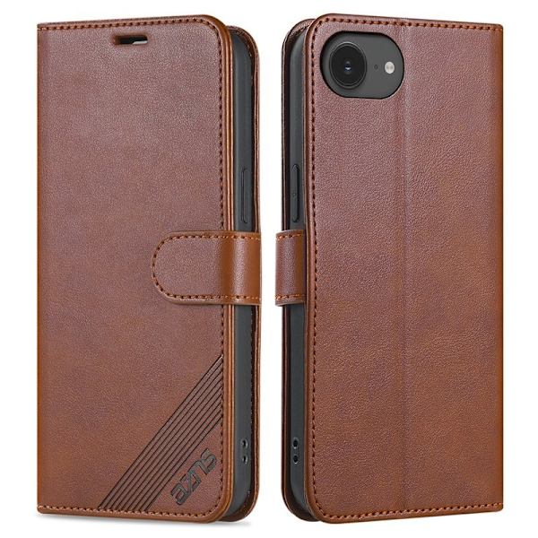 AZNS iPhone 16e Plånboksfodral Anti-Scratch Konstläder - Brun