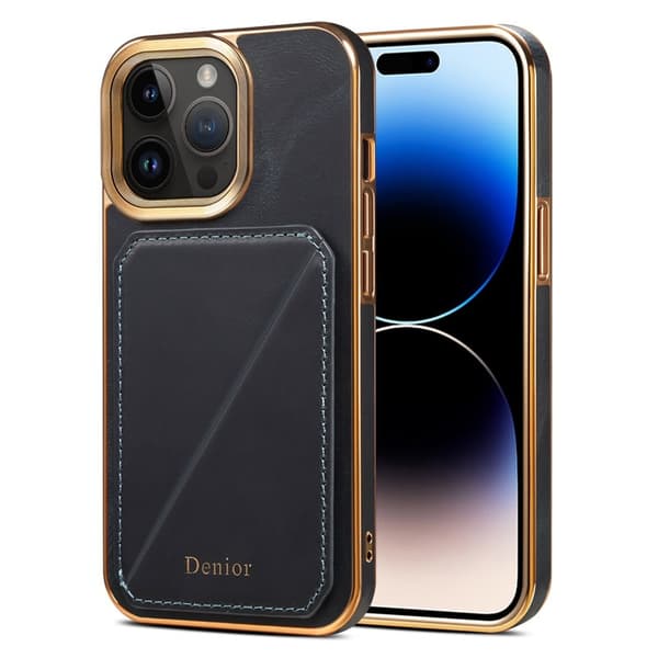 DENIOR Mobilskal till iPhone 14 Pro Max Äkta Läder + TPU + PC - Blå