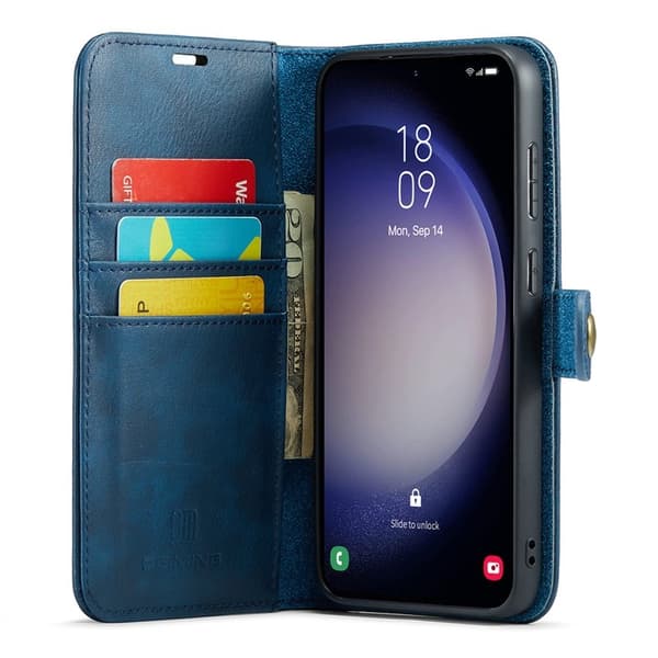 DG.MING Samsung Galaxy S24 FE Plånboksfodral Äkta läder - Blå