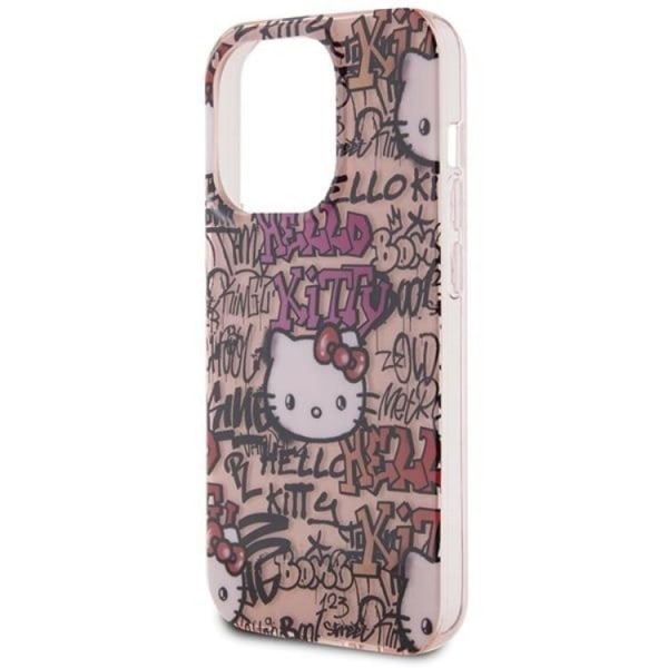 Hello Kitty iPhone 14 Pro Max Mobilskal IML Tags Graffiti - Rosa