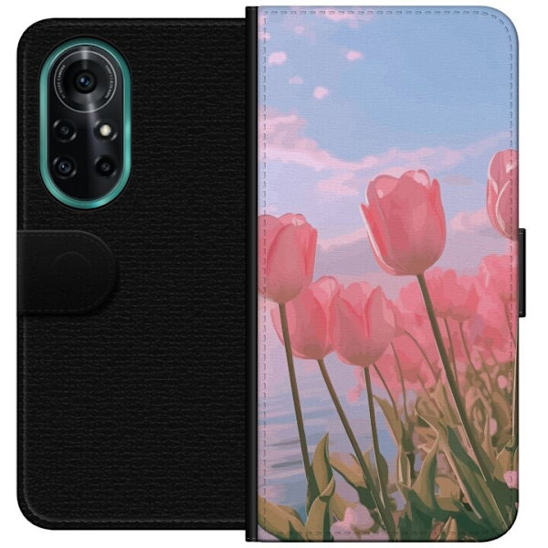 Plånboksfodral till Huawei nova 8 Pro med Rosa Tulpaner