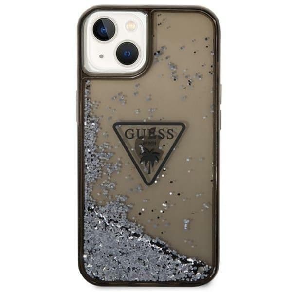 GUESS iPhone 14 Skal Liquid Glitter Palm - Sort Black