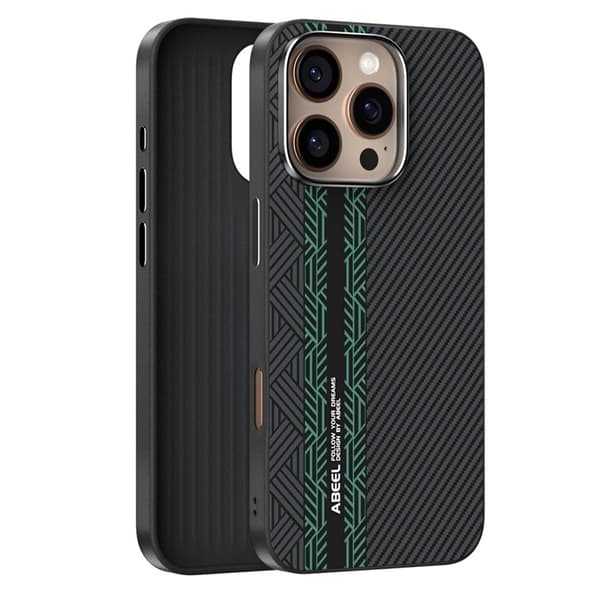 ABEEL Mobilskal till iPhone 16 Pro PC TPU Aluminium PU Läder Textur 2