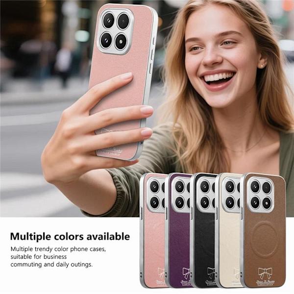 Mobilskal för Xiaomi 17 Magnetisk PU-läder Butterfly Bow Pattern Rosa
