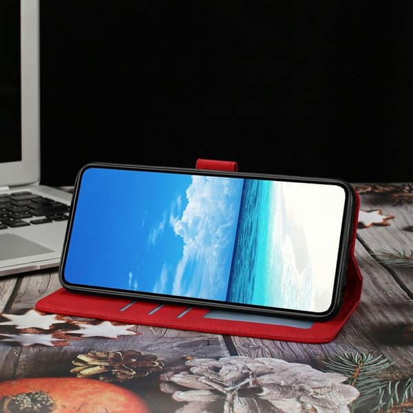 Samsung Galaxy S26 Edge Plånboksfodral Konstläder Ställ - Röd